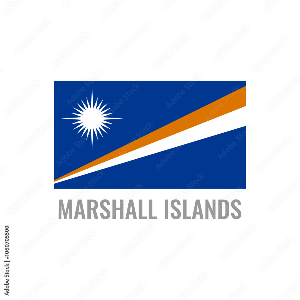 Obraz premium Marshall Islands flag icon. The country sign. Rectangle shape. Isolated on a white background. Vector image.