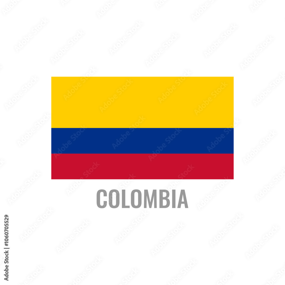 Colombia flag icon. The country sign. Rectangle shape. Isolated on a white background. Vector image. Colombia flag icon. The country sign. Rectangle shape. Isolated on a white background. Vector image.