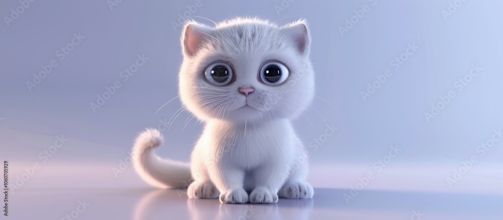 Obraz premium Adorable White Kitten With Big Eyes