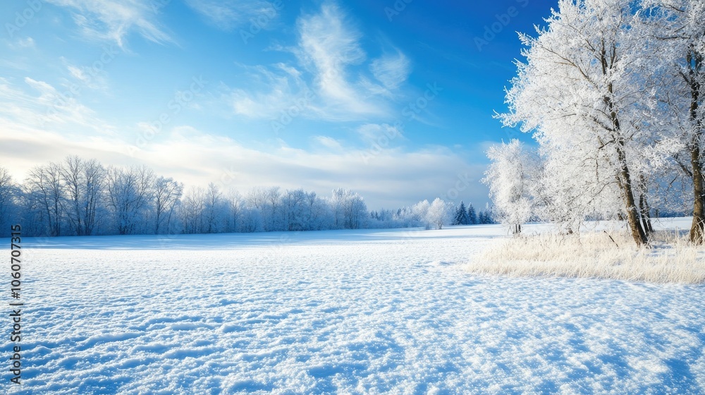 Snow-covered grass field with a blue sky backdrop, creating a crisp, refreshing winter scene. Snow-covered grass field with a blue sky backdrop, creating a crisp, refreshing winter scene.