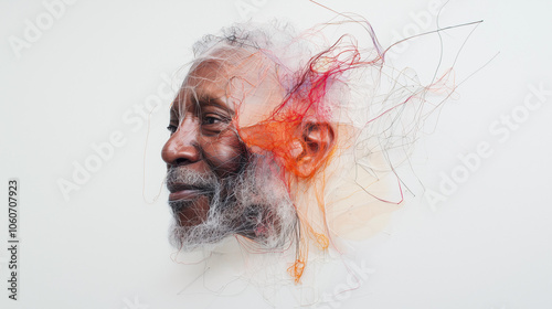 Intricate Thread Portrait: A Study in Lines and Form