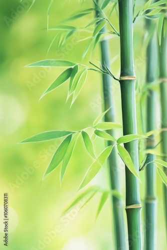 Watercolor illustration of lush bamboo forest in a serene and calming design