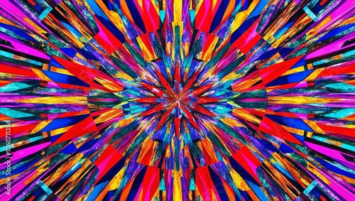 Colorful geometric patterns with overlapping shapes and bright contrasts. Created with generative AI technology