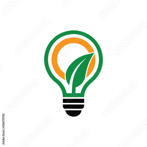 Organic Energy Logo – Merging Leaf with Electric Bulb Design photo