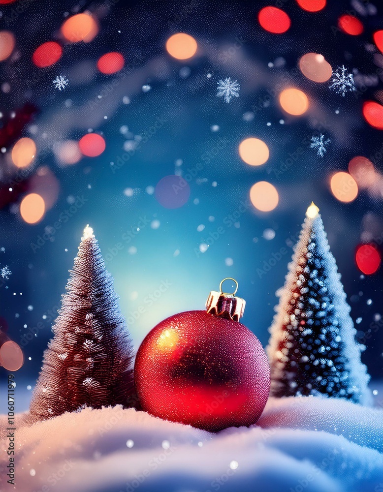 Obraz premium Bola de Navidad roja, Decoración navideña