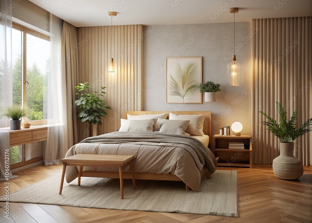 Serene Bedroom Ambiance with Light Wood Table Backdrop - Cozy Decor, Relaxation, Tranquil Space, Natural Light, Soft Textures, Minimalist Aesthetic, Warm Colors Serene Bedroom Ambiance with Light Wood Table Backdrop - Cozy Decor, Relaxation, Tranquil Space, Natural Light, Soft Textures, Minimalist Aesthetic, Warm Colors