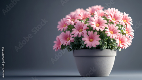 Wallpaper Mural Bouquet of pink daisies in a simple white pot background Torontodigital.ca