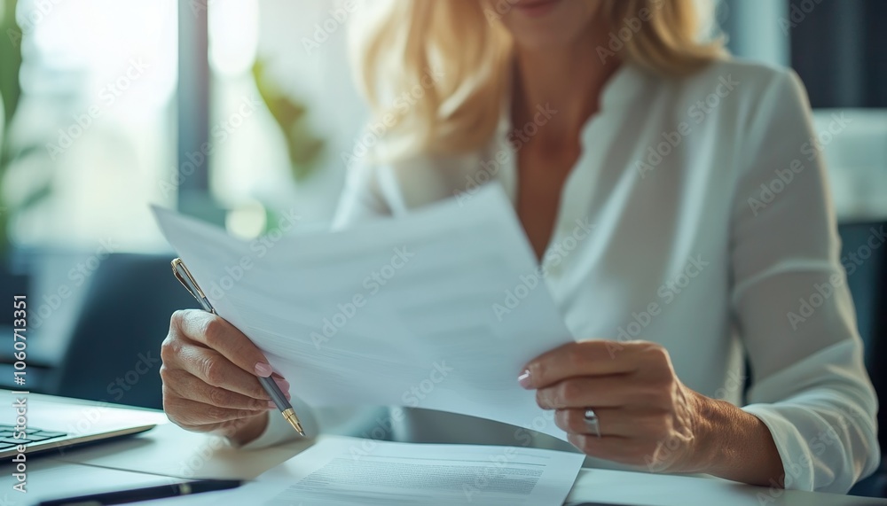 Obraz premium Mature Business Woman Manager Discussing Documents with Female Colleague