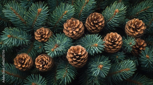 closeup imagery captures the essence of renewal through vibrant green pine cones nestled among resilient branches focusing on natures tenacity and beauty