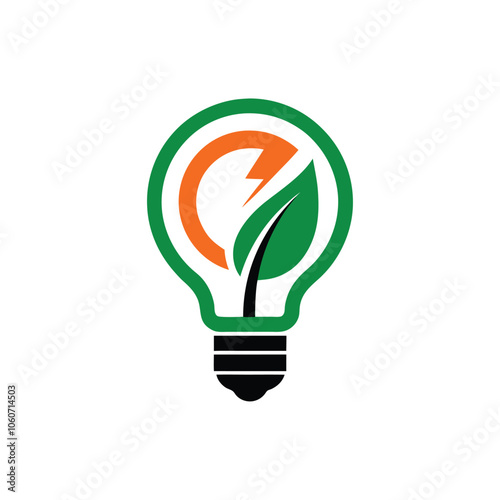 Nature-Powered Logo – Modern Bulb and Leaf for Sustainability photo