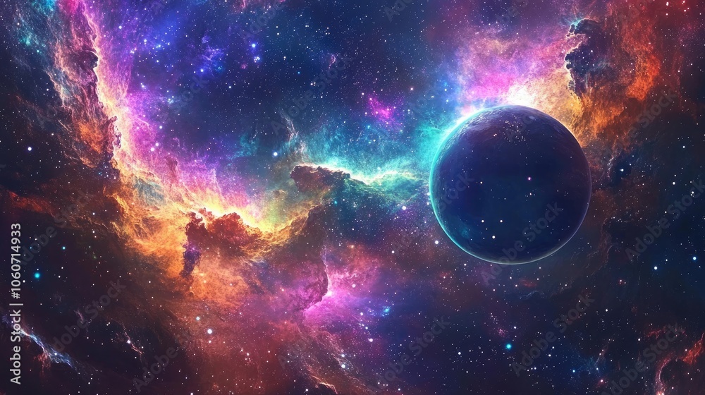 Obraz premium A psychic-themed background with a glowing crystal ball, tarot cards, and swirling mystical energy against a deep purple backdrop.