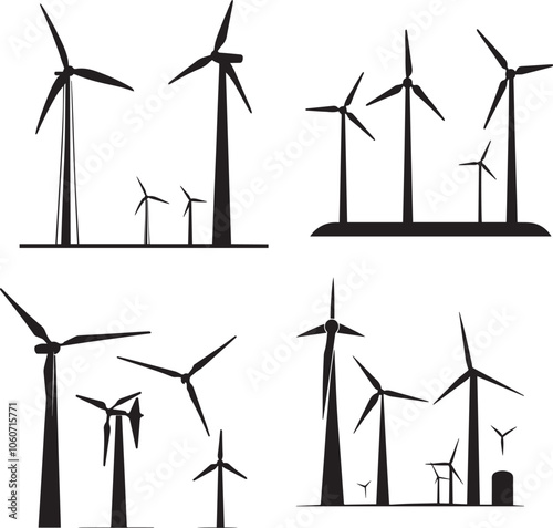 Wind turbines silhouette