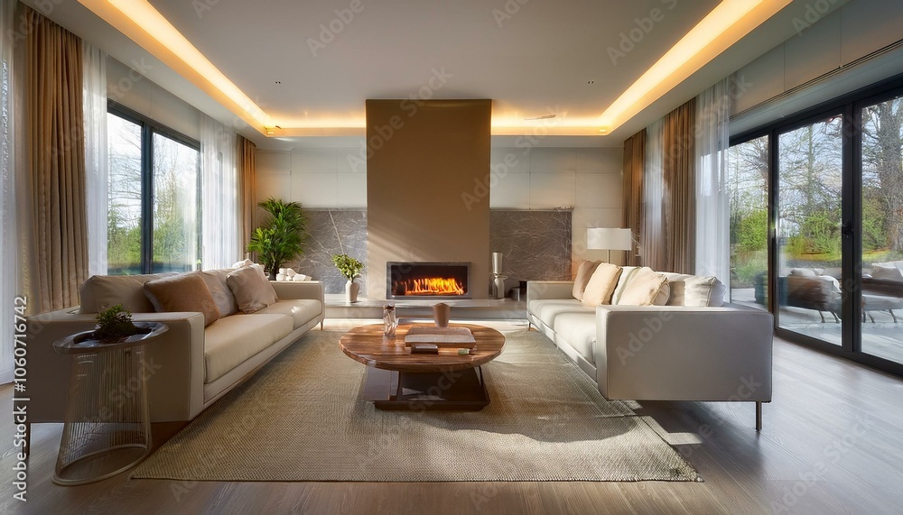 Fototapeta premium 별장의 벽난로가 따뜻한 느낌을 준다