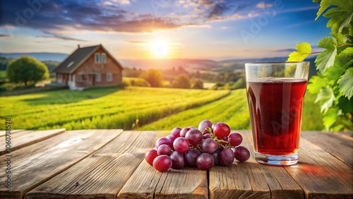 **Rural Grape Juice Delight: A Glass of Summer** photo