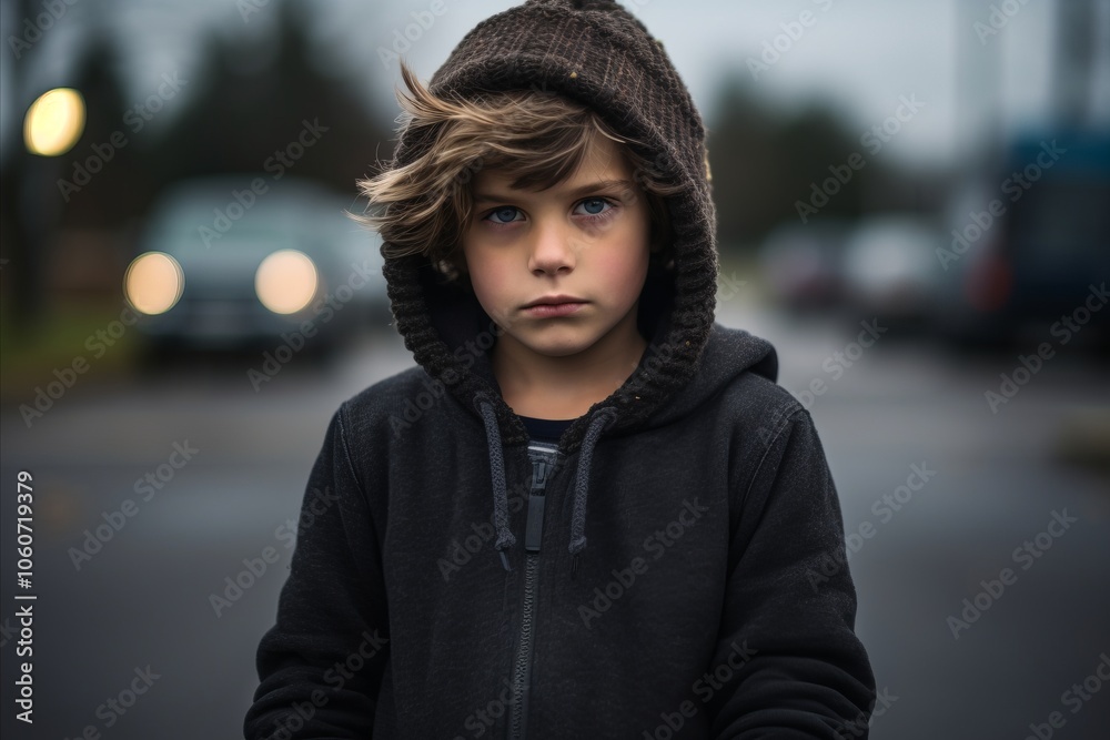 Portrait of a boy in a hood on a blurred background. Portrait of a boy in a hood on a blurred background.