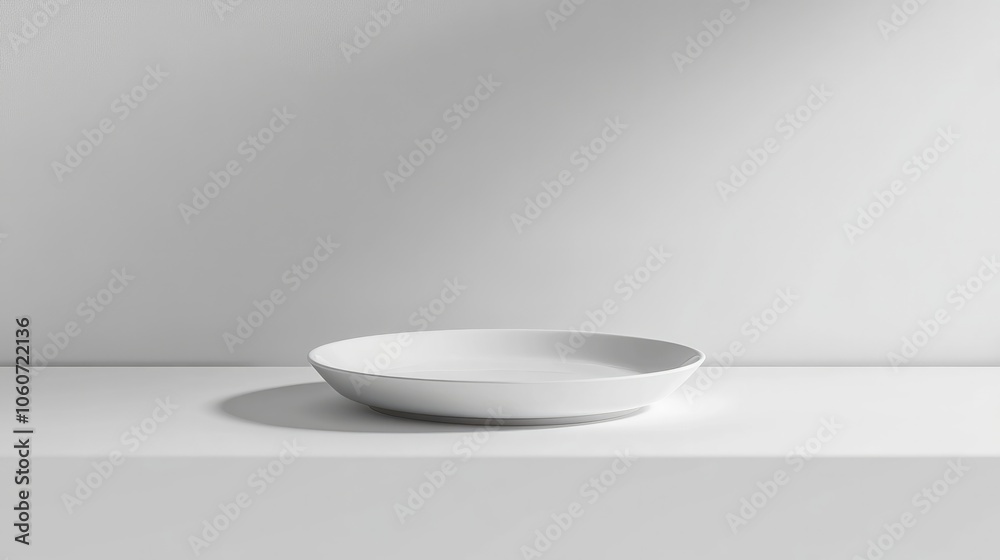 Simple white plate on a white table for minimalist styling.
Simple white plate on a white table for minimalist styling.