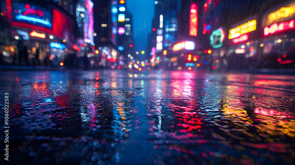 A City Street at Night, Wet from Rain, with Reflections of Neon Lights
A City Street at Night, Wet from Rain, with Reflections of Neon Lights