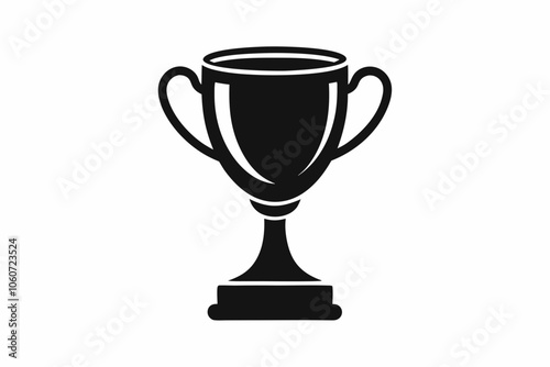 gold cup with a trophy vector icon ,gold cup isolated on white background, gold cup with ribbon vector illustration, Gold Cup Trophy Icon Black Silhouette Vector – Award Symbol for Achievements.