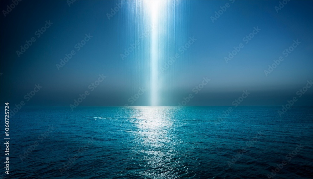 Obraz premium 바다에서 하늘로 솟구치는 빛기둥