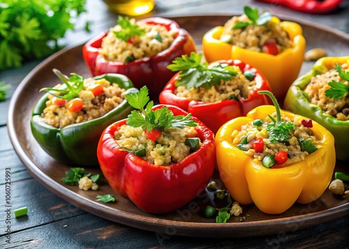 Stuffed bell peppers, Italian-style, with a vegetarian twist.