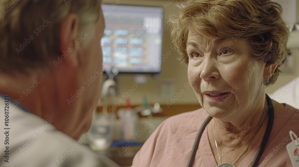 Obraz premium Healthcare provider explains international practice principles for catheterization to patient