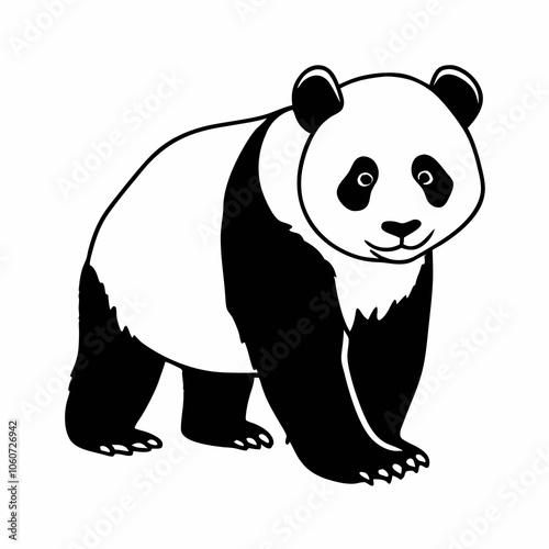 Panda: Bold Line Art on White Background