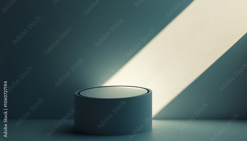 Spotlit grey floor displayed against a white and gray studio backdrop Spotlit grey floor displayed against a white and gray studio backdrop