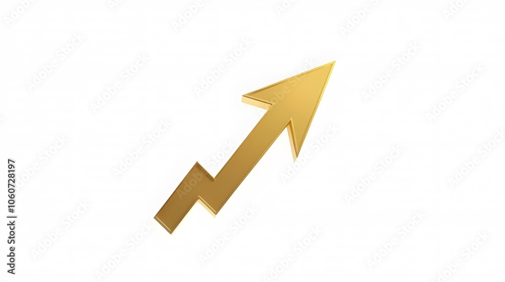 Golden Arrow Pointing Up Isolated on White Background Golden Arrow Pointing Up Isolated on White Background