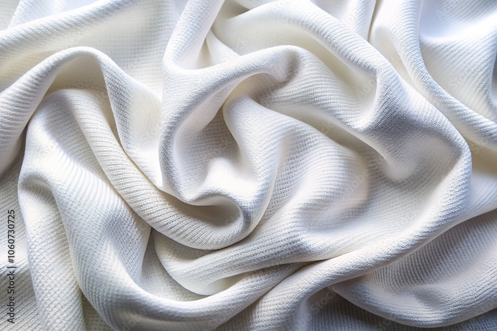 This elegant soft white fabric, featuring subtle waves, serves as an ideal textured background for refined designs, textiles, and high-quality imagery projects that require sophistication. This elegant soft white fabric, featuring subtle waves, serves as an ideal textured background for refined designs, textiles, and high-quality imagery projects that require sophistication.