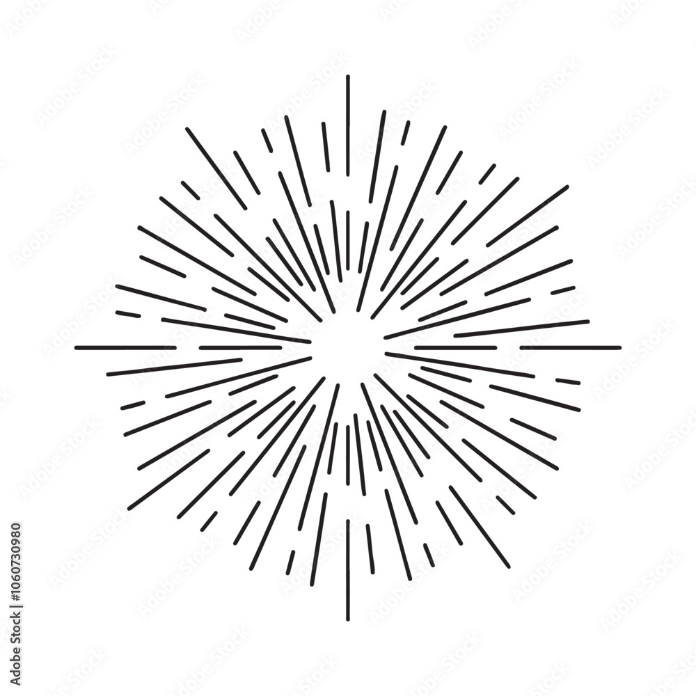 Fototapeta premium Halftone effect Sunburst line Vector Illustration