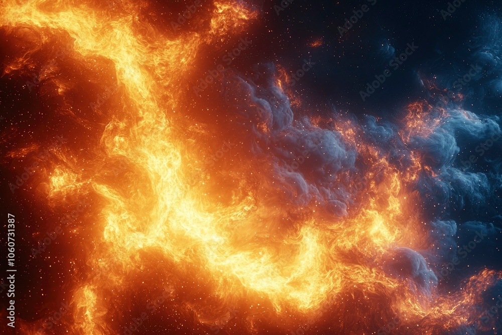 Abstract Cosmic Fire and Smoke Swirling in a Starry Night Abstract Cosmic Fire and Smoke Swirling in a Starry Night