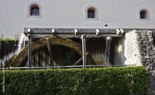 Mühlrad in der Altstadt von  Wangen im Allgäu; Baden Württemberg; Deutschland photo