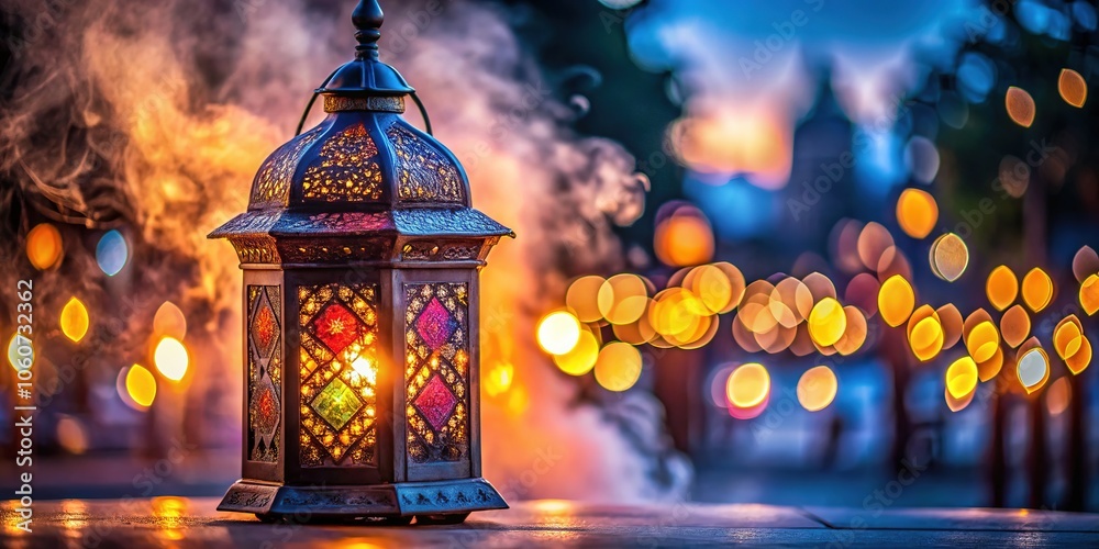 Tilted focus, hazy smoke, dusk's lantern shines. Tilted focus, hazy smoke, dusk's lantern shines.