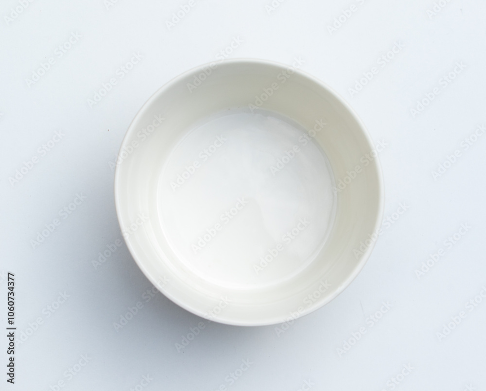 Top view empty ceramic bowl on white background Top view empty ceramic bowl on white background