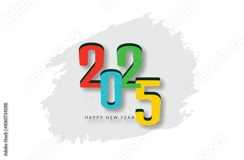 Happy new year 2025 design. With colorful truncated number illustrations. Premium vector design 2025