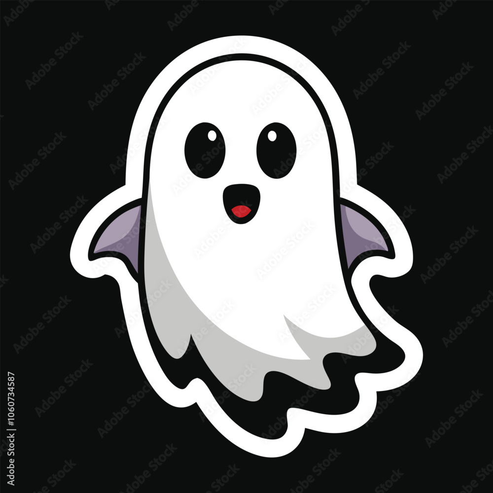 White cute ghost on halloween sticker. Halloween graphics cute colorful ghost sticker White cute ghost on halloween sticker. Halloween graphics cute colorful ghost sticker