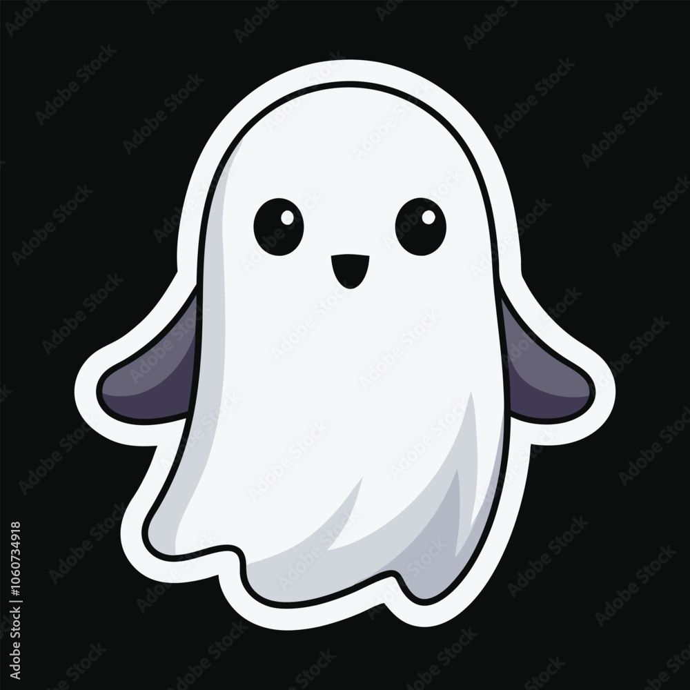 White cute ghost on halloween sticker. Halloween graphics cute colorful ghost sticker White cute ghost on halloween sticker. Halloween graphics cute colorful ghost sticker