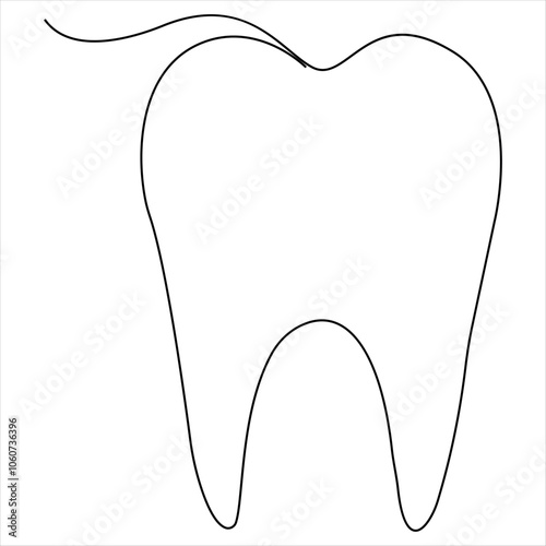 Single line continuous drawing of tooth simple dental tooth line art vector illustration dentist stomatology medical concept