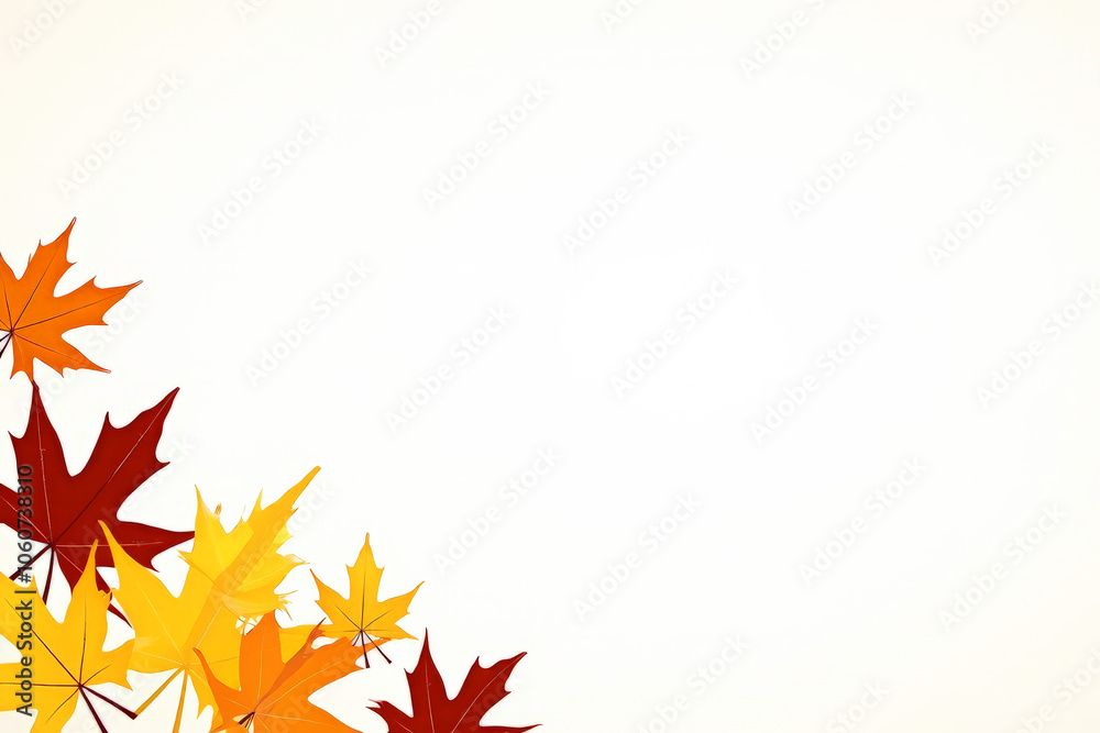 Frame of autumn bright maple leaves on a white background, minimalism Frame of autumn bright maple leaves on a white background, minimalism