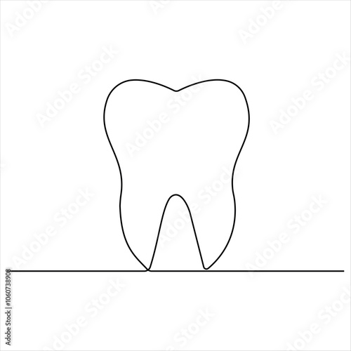 Single line continuous drawing of tooth simple dental tooth line art vector illustration dentist stomatology medical concept