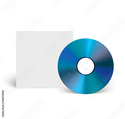 3D Mock up render CD or DVD out of its packaging with rear view, empty isolated