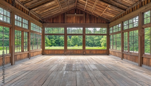 Spacious empty venue for traditional country parties surrounded by nature