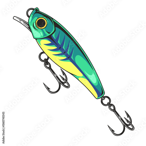 Colorful fishing lure with hooks for sport fishing