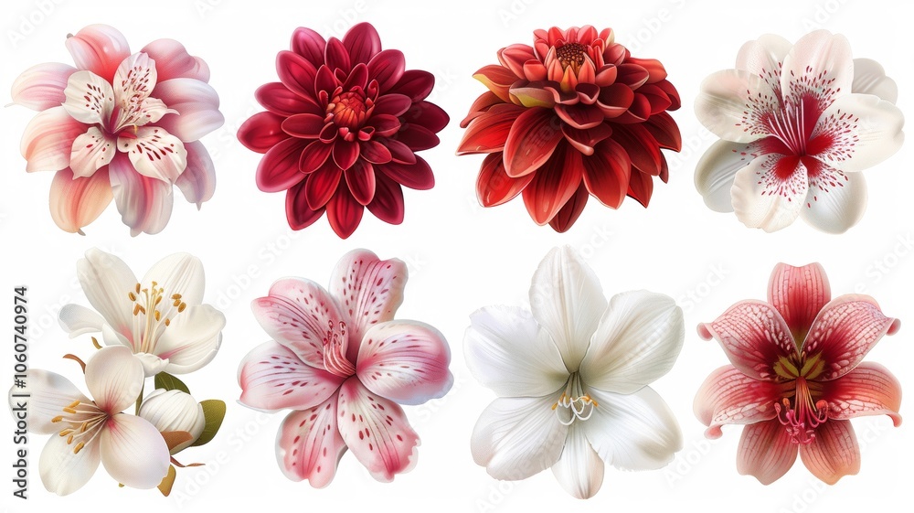 A vibrant collection of red-flowered designs showcasing natural beauty in various forms, perfect for any floral-themed project or decor A vibrant collection of red-flowered designs showcasing natural beauty in various forms, perfect for any floral-themed project or decor