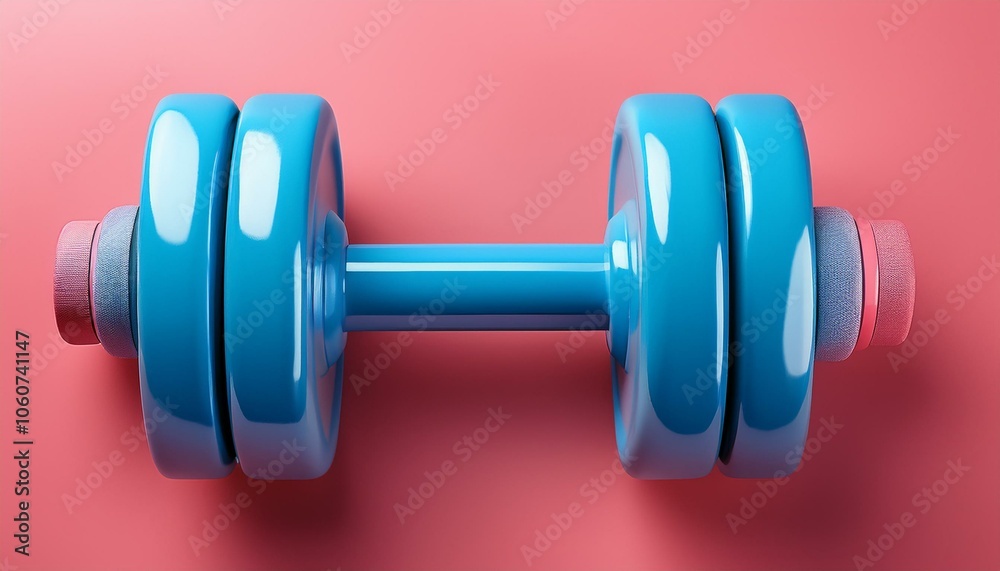 Blue dumbbells on pink background 3d rendered illustration Blue dumbbells on pink background 3d rendered illustration
