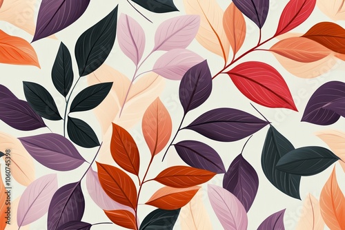 Wallpaper Mural Exotic Leaf Pattern in Bold Lines With Vibrant Hues on a Light Teal Background Torontodigital.ca