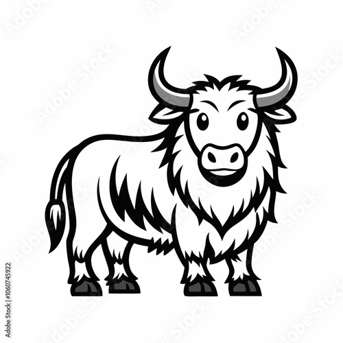 Yak: Bold Line Art on White Background