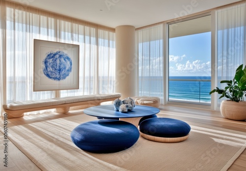 Modern Coastal Living Room with Ocean View