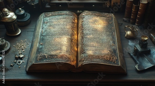 Ancient Book with Glowing Pages