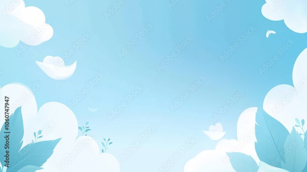 Serene Sky with Dreamy Clouds and Delicate Foliage Serene Sky with Dreamy Clouds and Delicate Foliage